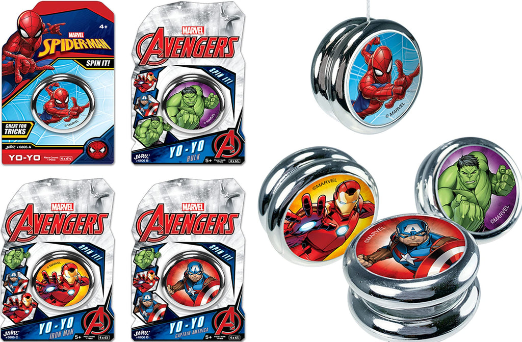 JA-RU Marvel Avengers & Spiderman Yo-Yos for Kids (12 Yoyos Assorted) Professional & Beginner Yoyo. Classic 90s Toys Nostalgia. Birthday Gifts & Stocking Stuffers. 6806-12s