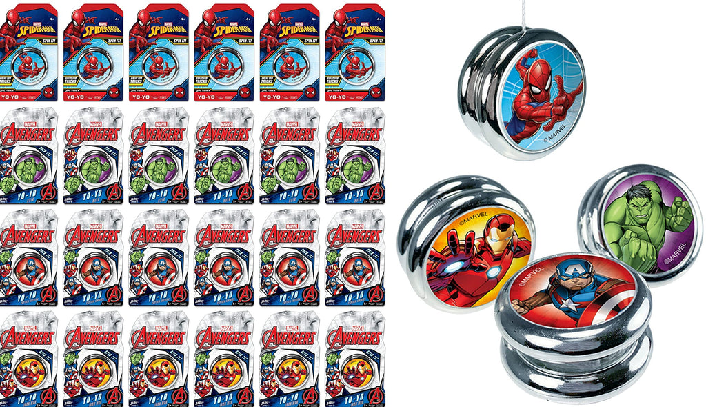 JA-RU Marvel Avengers & Spiderman Yo-Yos for Kids (12 Yoyos Assorted) Professional & Beginner Yoyo. Classic 90s Toys Nostalgia. Birthday Gifts & Stocking Stuffers. 6806-12s