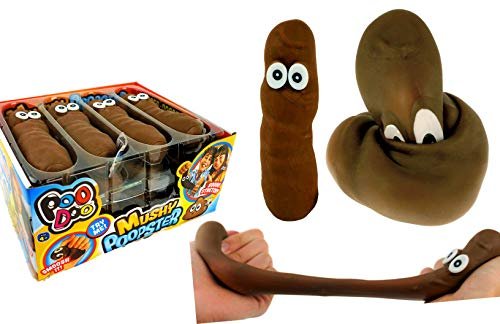 JA-RU Stretchy Poopster Sensory Toys (12 Pack) Stress Relief Toys | Fidget Toys for Kids and Adults. Autism Toys & Party Favors. Like The Stretchy Banana But Poo. Plus 1 Bouncy Ball. 6448-12p